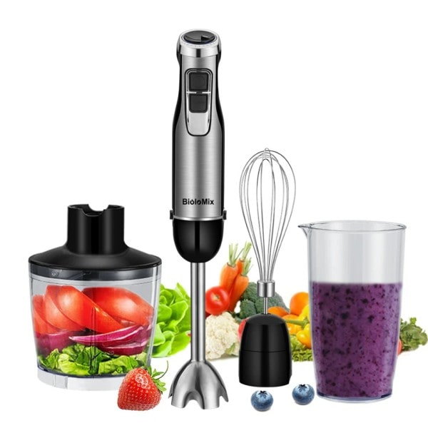 4 i 1 Hög Power Immersion Hand Stick Blender Mixer Inkluderar Hackare