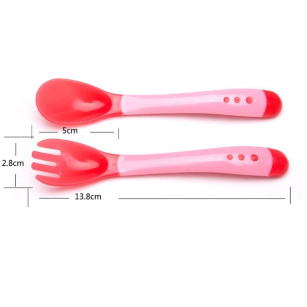 1 Set Baby Matning Servis Temperatur Avkänning Silikon sked