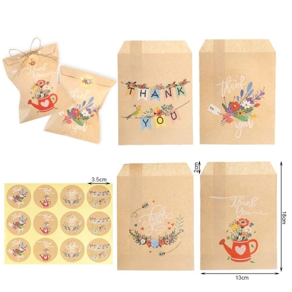 24Set Jul Kraft Papper påsar Jultomte Snögubbe Räv Semester Xmas Fest Fynd påse godis kaka påse