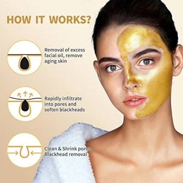 Hudorme Fjerner 24K Guld Peel Off Maske,Gold Ansigts Maske Anti-Aging,Deep Cleansing