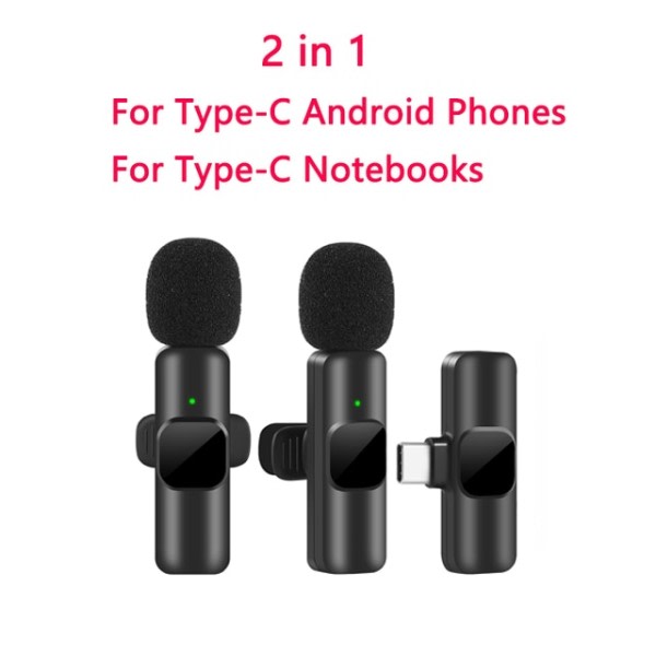 Trådlös Lavalier Mikrofon Bärbar Ljud Video Inspelning Mini Mic för iPhone Android Live Broadcast Gaming Phone Mic