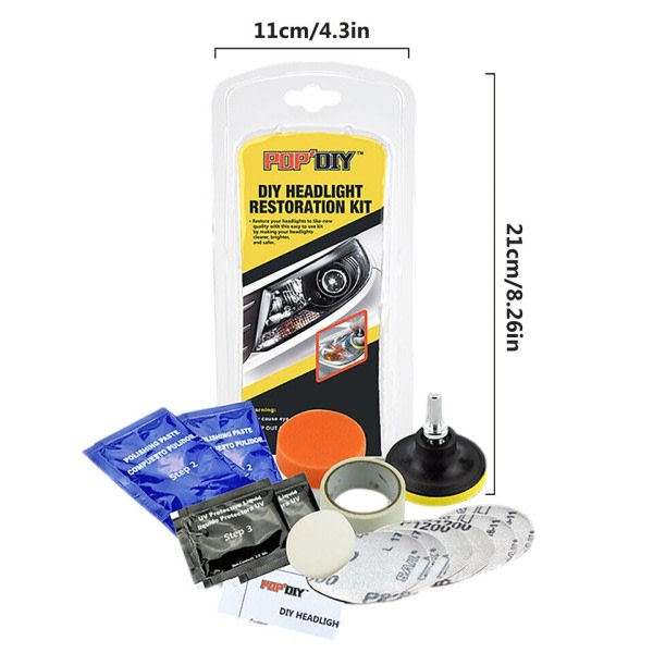 Bil Forlygte Restaurering Kit Brightener Pandelampe Ridde Reparation Væske Paste Lys Lens Polermaskine