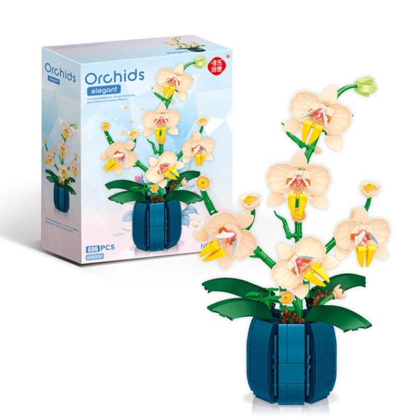 Orkidé Byggnad block Blommor Bukett Blommor Blockar Bonsai Växt Modell Tegelstenar Romantisk Hem Inredning Leksaks För Barn
