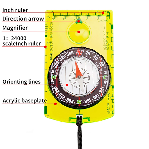 Vedenpitävä kompassi ulkokäyttö vempain navigointi vaellus kompassi telttailu  suunnistus reppu kartta luku kompassi