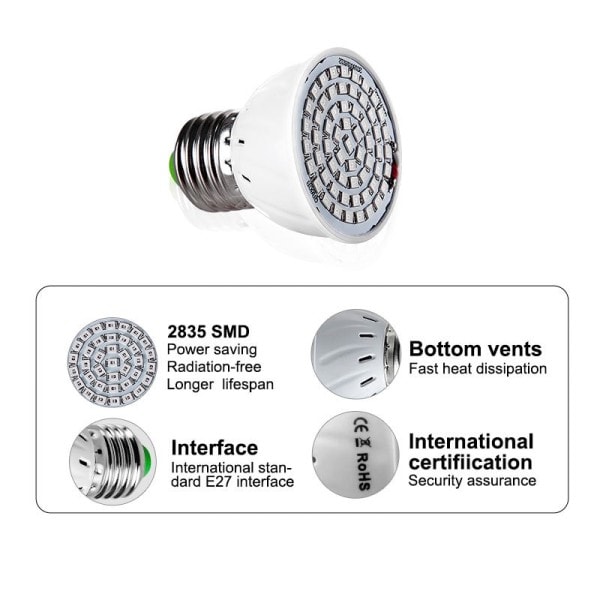 LED Plante Lampe Kop E27 Plante Indendørs Fyld Lys