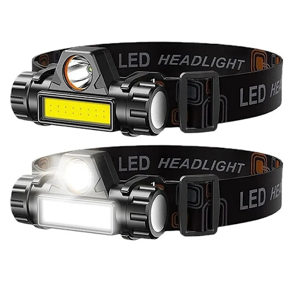 Uppladdningsbar COB LED USB Spannlampa Stark Magnetisk Kraftfull Strålkastare Super Ljus Vattentät Huvud Ficklampa För Utomhus Fiske