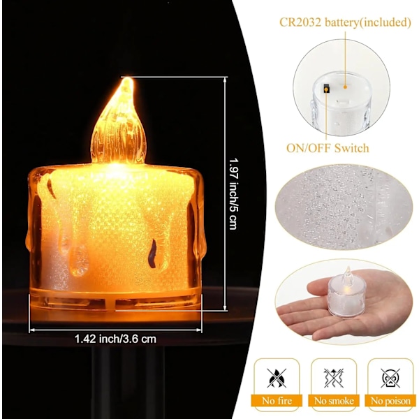48 stykker flammefri led stearinlys til hjem jul fest bryllup pynt