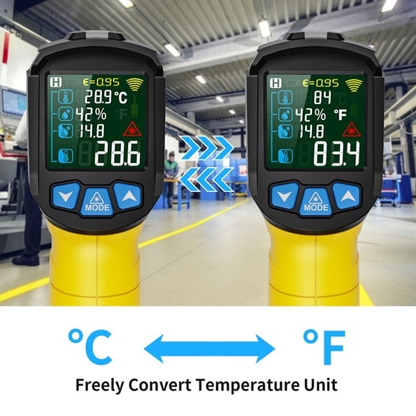 Digital Infraröd Termometer 800/600/400C Adaptiv Emissivitet Beröringsfri Temperatur Meter Laser Pyrometer