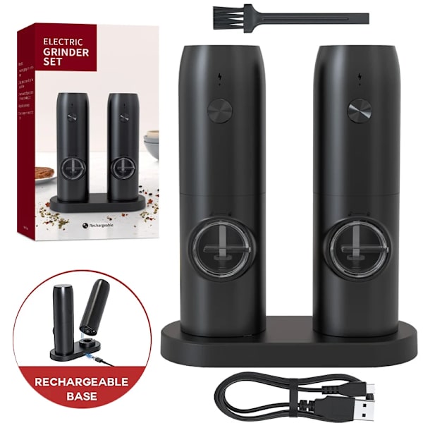 Automaattinen pippuri mylly suola ja pippuri mylly USB ladattava säädettävä karkeus mauste mylly LED valo keittiö työkalu
