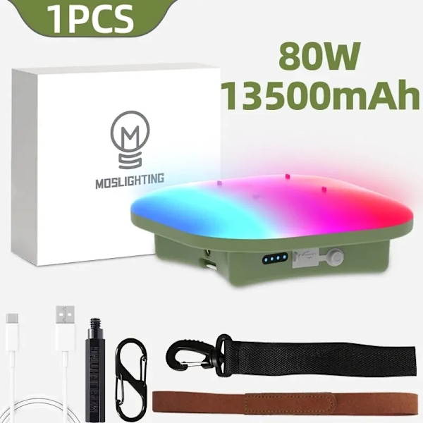 Camping Lantern Oppladbar LED Smart Lys Bluetooth Kontroll av Tuya APP Musikk Sync RGB LED Telt Belysning 13500mAh Utendørs 80W