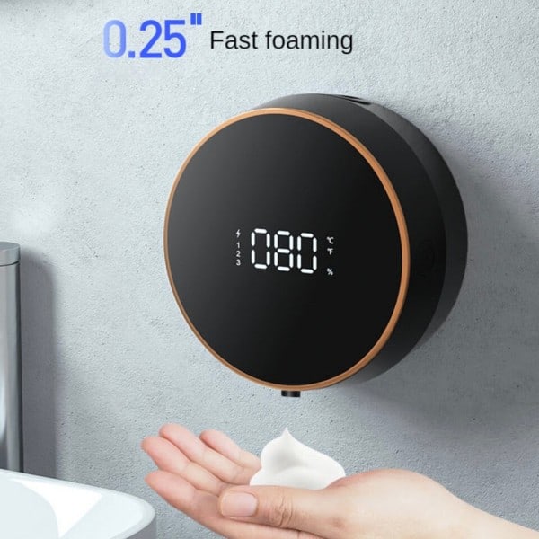 Vägg fäste automatisk skum tvål dispensrar LED temperatur display elektrisk beröringsfri