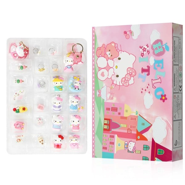 24 Bykker Hello Kitty Jule Advent Kalender Kawaii Sanrio Tilfeldig Anime Figurer Nøkkelring Gave Eske