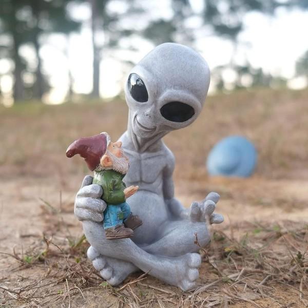 Ainutlaatuinen Alien Gnome Ornamentti hartsi ET koriste figuurit tonttu kääpiö patsas käsityöt