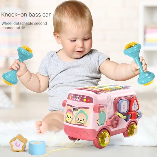 Baby Enlighten Resa Buss Musikal Leksaker i 0-18 månader Småbarn Piano Skallror