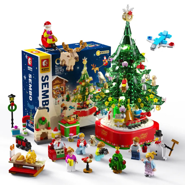 Bygning Klodser Klodser Gør-det-selv Jule Træ Musik Kasse Potte Buket Hjem Dekoration Desktop Ornament
