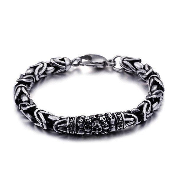 Gotisk stil Silver Färg Dödskalle Kedja Armband för Män Rock Party Smycken Biker armband