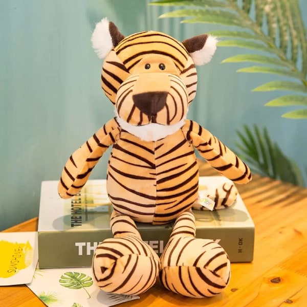 25 cm uppstoppad livsliknande lejon tiger elefant apa leopard giraff tvättbjörn docka simulering skog djur plysch leksaker