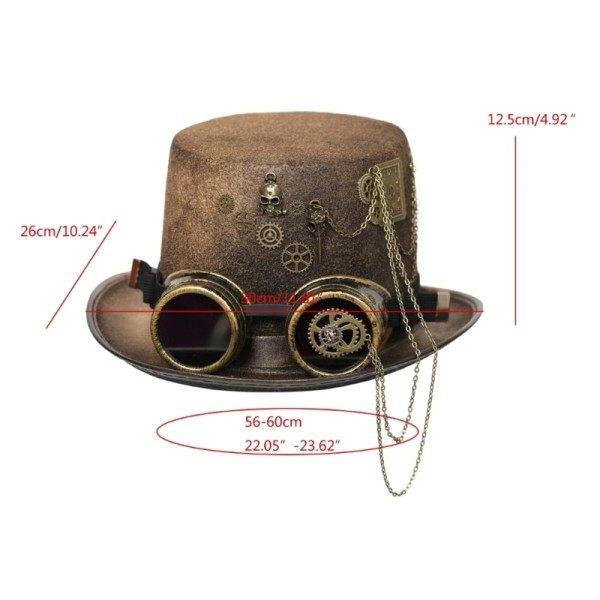 Steampunk Män Hatt Med Goggles Gay Topp Hatt Jazz Hatt Gothic Steampunk Topp Hatt För Män