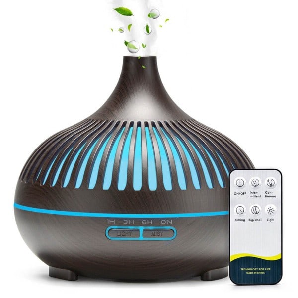 500ML aromaterapi essensiell olje diffuser tre korn fjernkontroll ultralyd luft luftfukter