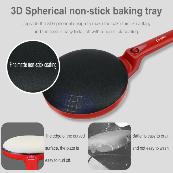 Elektrisk Crepe Maker Pizza Pandekage Maskin Non-stick Grille Bagning Pande Kage Maskine køkken Apparat
