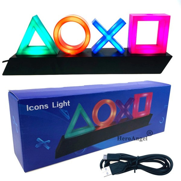 Voice Control Spil Icon Light til PS4 til Playstation Player Commercial Colorful Lighting