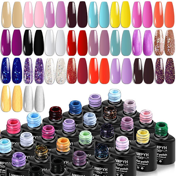 Gel Nagellack Set Nagel Gel Kit 26 Färg Semi Permanent UV Led Gel