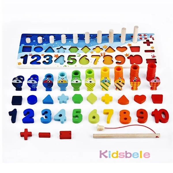Lapset Montessori Matematiikka lelut taaperoille opetus puiset palapelit kalastus lelut