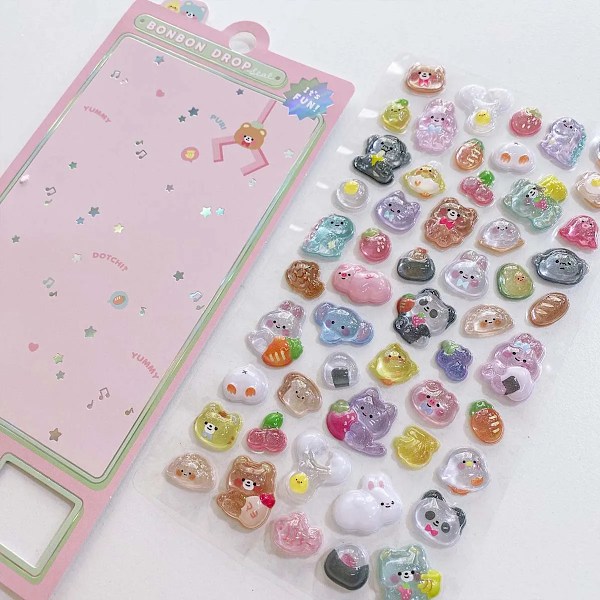 1 osa 3D Relief Tarrat Scrapbooking Creative Candy Ghost Rabbit Drop Diy Diary Paperitavara tarra