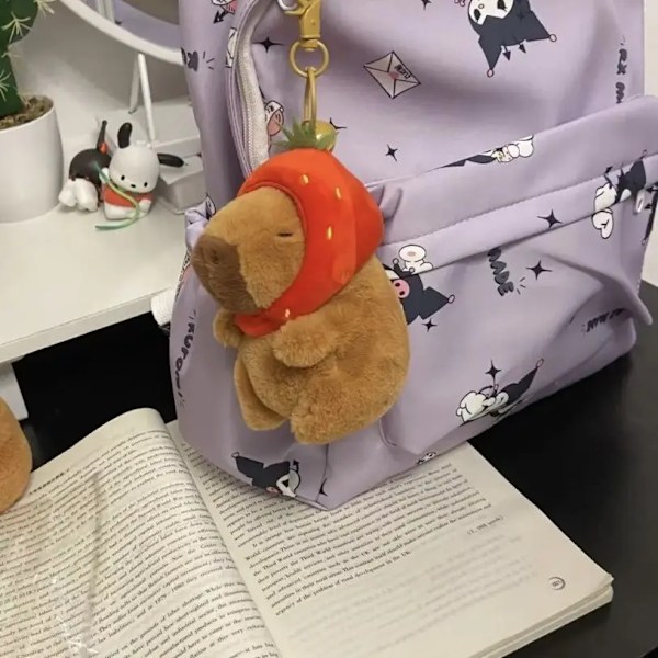 Random 1 piece Capybara Med Sköldpadda Ryggsäck Plysch Leksaker Hänge Väska Tillbehör Nyckelring