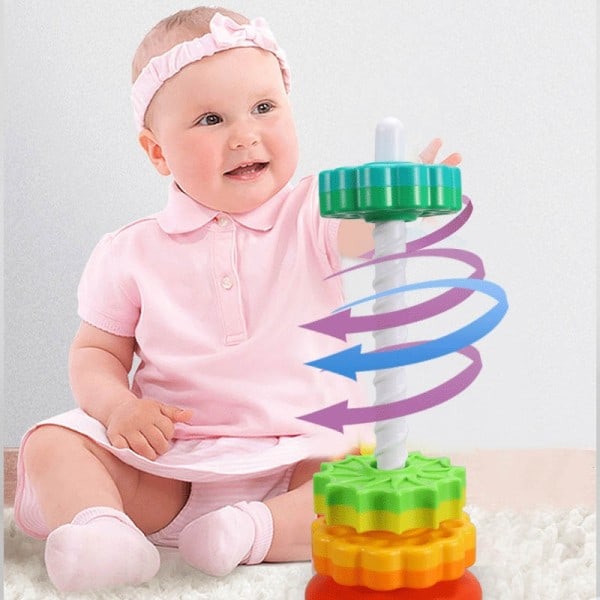 Baby stapelbara torn regnbåge torn leksak stor storlek färg form montessori pedagogiska spel stapling ring