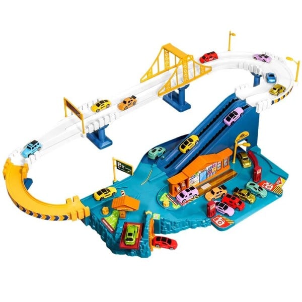 Elektrisk Rail Bil Dinosaur Bygning Parkeringsplass Eventyr Racing Rail Bil Leker