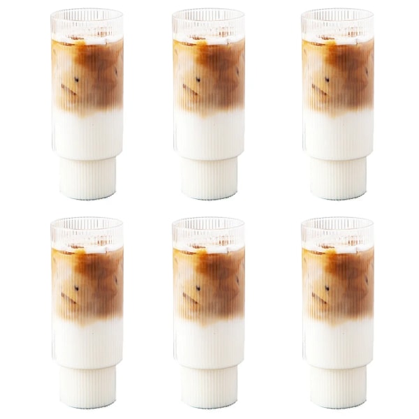 6 bitar glas Kaffe koppar Stablingsbara Glas Stripe Enkel Transparent Cocktail Bar Drycker Soda Vatten Juice Muggar