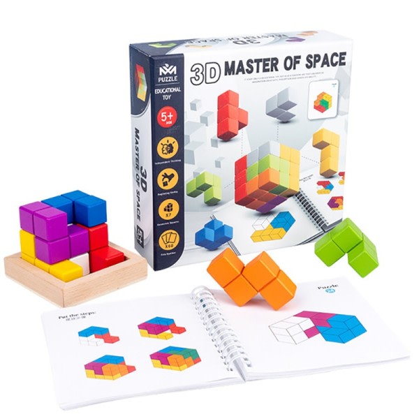 Barn trä leksaker 3D pussel logik spel 3D rumsligt tänkande gör-det-själv bord spel pussel kub pedagogiska leksaker för barn