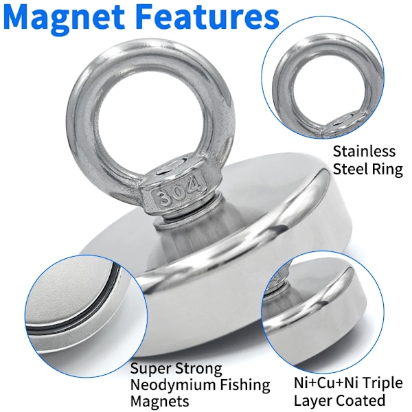 Super stark neodym fiske magnet krokar N52 Heavy Duty magnet med försänkt hål ögonbult