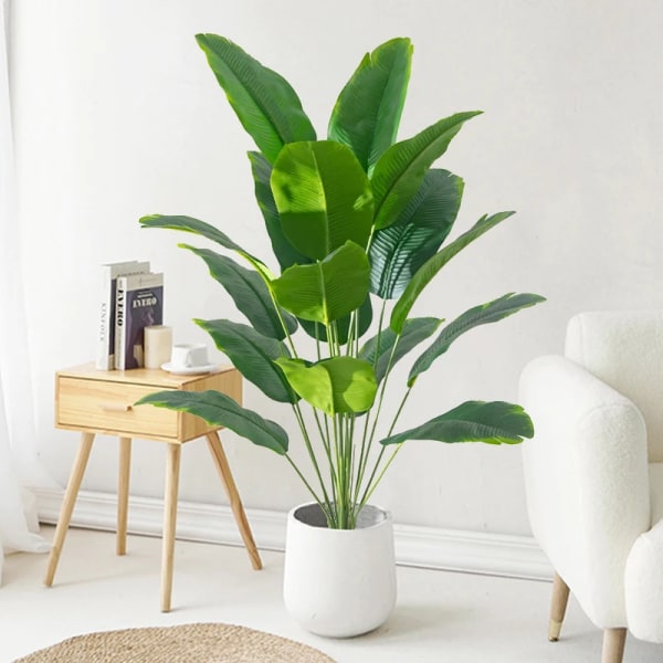 88cm 24 blader store tropiske palmer tre falske banan planter blader ekte berøring strelizia plast monstera plante