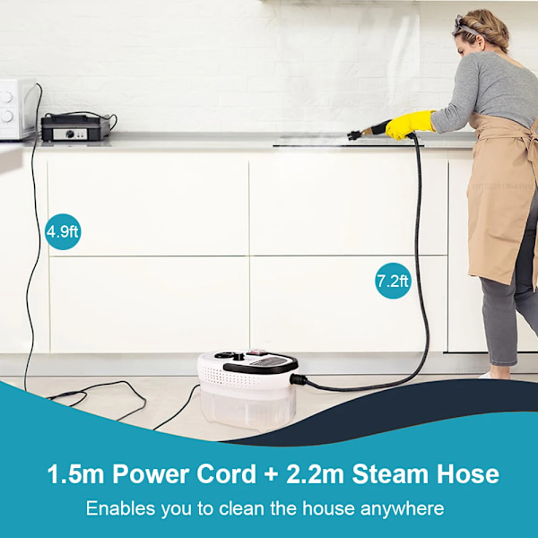 Steam Cleaner 2500W Høytrykk Damp Cleaner Håndholdt Høy Temperatur Damp Cleaner For Hjem Kjøkken Bad Bil  Rengjøring