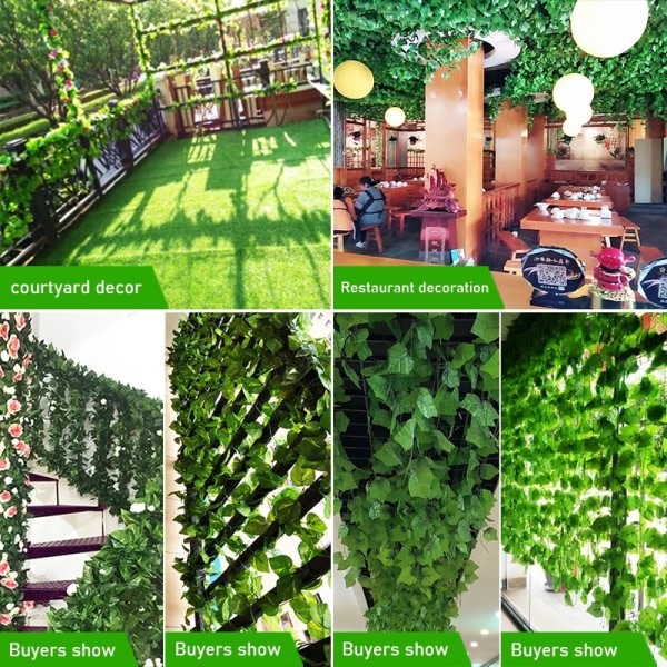 Konstgjord växt grön murgröna blad girland silke vägg hängande vinranka hem trädgård dekoration bröllop fest