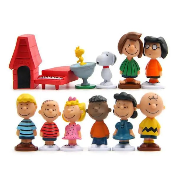 12 kpl sarjakuva maapähkinöitä Snoopy Charlie Sally Woodstock mini figuuri malli lelut