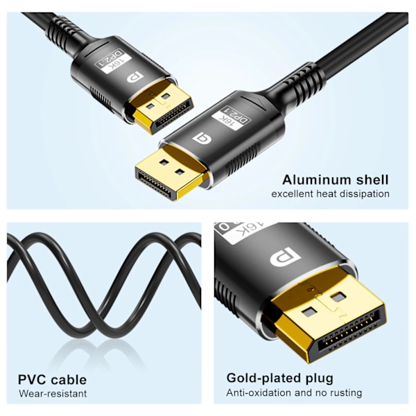 16K DP 2.1 8K@120Hz 4K@240Hz 80Gbps HDR Video Audio Displayport Kabel Display Port