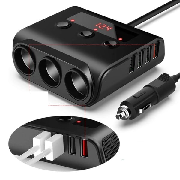 120W savuke sytytin sovitin pikalataus 3.0 12V/24V 3-pistoke virta jakaja DC pistorasia 8.5A 4 USB portit