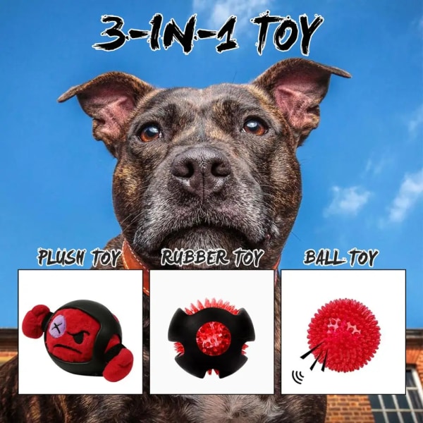 Squeaker Interactive Hund leksaker för aggressiva chewers husdjur valp tugga boll leksaker