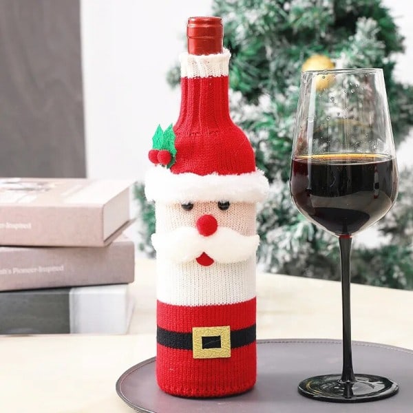 Handgjord jul tröja vin flaska överdrag till jul dekorationer