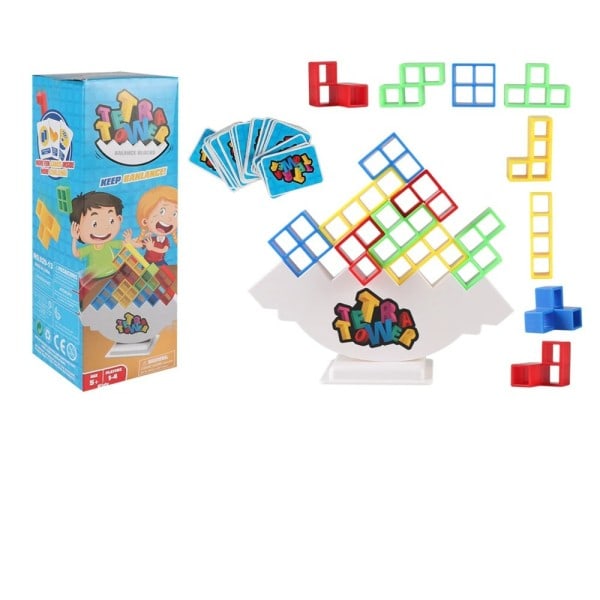 48 bitar Tetra Tower Fun Balans Stabling Bygga Klossar Bräde spel