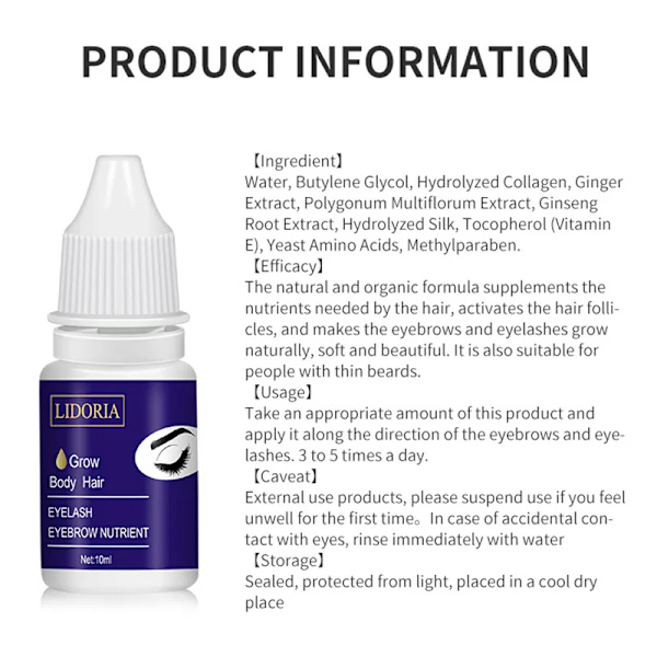 Øyenbryn Vekst Serum Vipper Enhancer Tykke Vippe Ernæring Væske Nærende Hårlinje Forlengelse