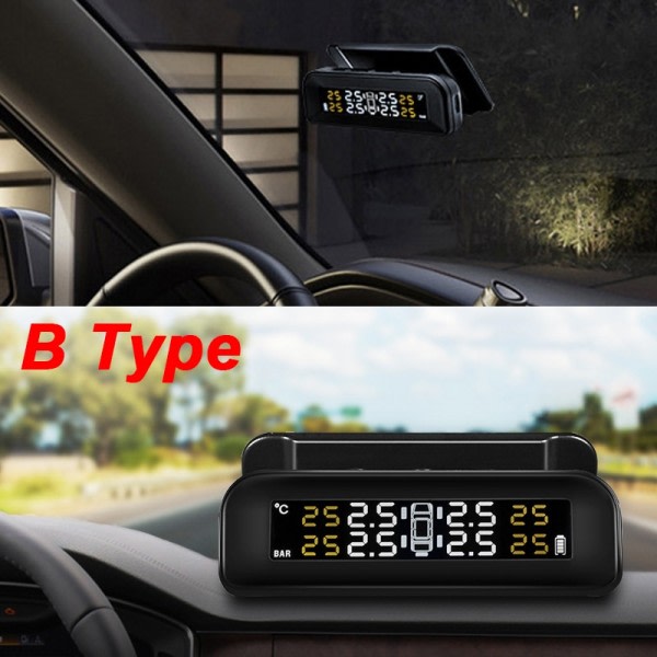 Dæk Tryk Overvågning System Solar Strøm Digital LCD Skærm Auto Sikkerhed Alarm Systemer Tryk Ekstern Sensor