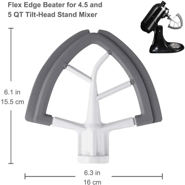 Flex-Edge Paddle Attachment for Kitchenaid 4,5-5 QT Tilt-Head Stativ Mixer Erstatning Silikon Visker Skål skraper blad