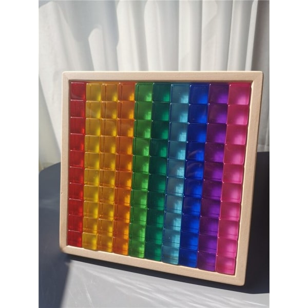 Montessori Legetøj Rainbow Lucite Stabling Terninger Akryl Transparent Vindue Bitcoins Blokker Farve Edelstene til børn