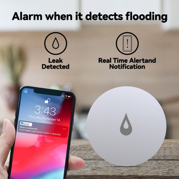 Vatten Läckage Sensor Immersion Säkerhet Larm Sensor Wifi Vatten Läckage Detektor Bräddavlopp Alarm