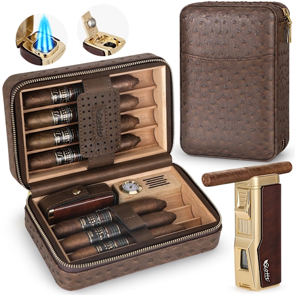 Scotte cigarr humidor box läder cigarr fodral