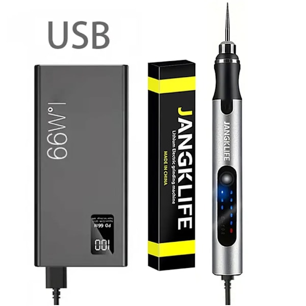 USB Trådlös Rotary Verktyg Kit Träbearbetning Gravering Penna Gör själv För smycken